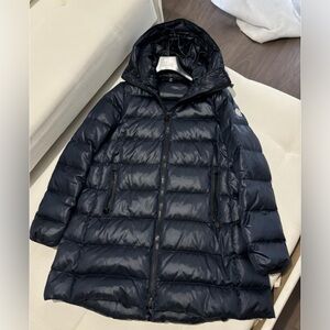 Moncler Suyen Hooded puffer Down Parka small jacket women blue